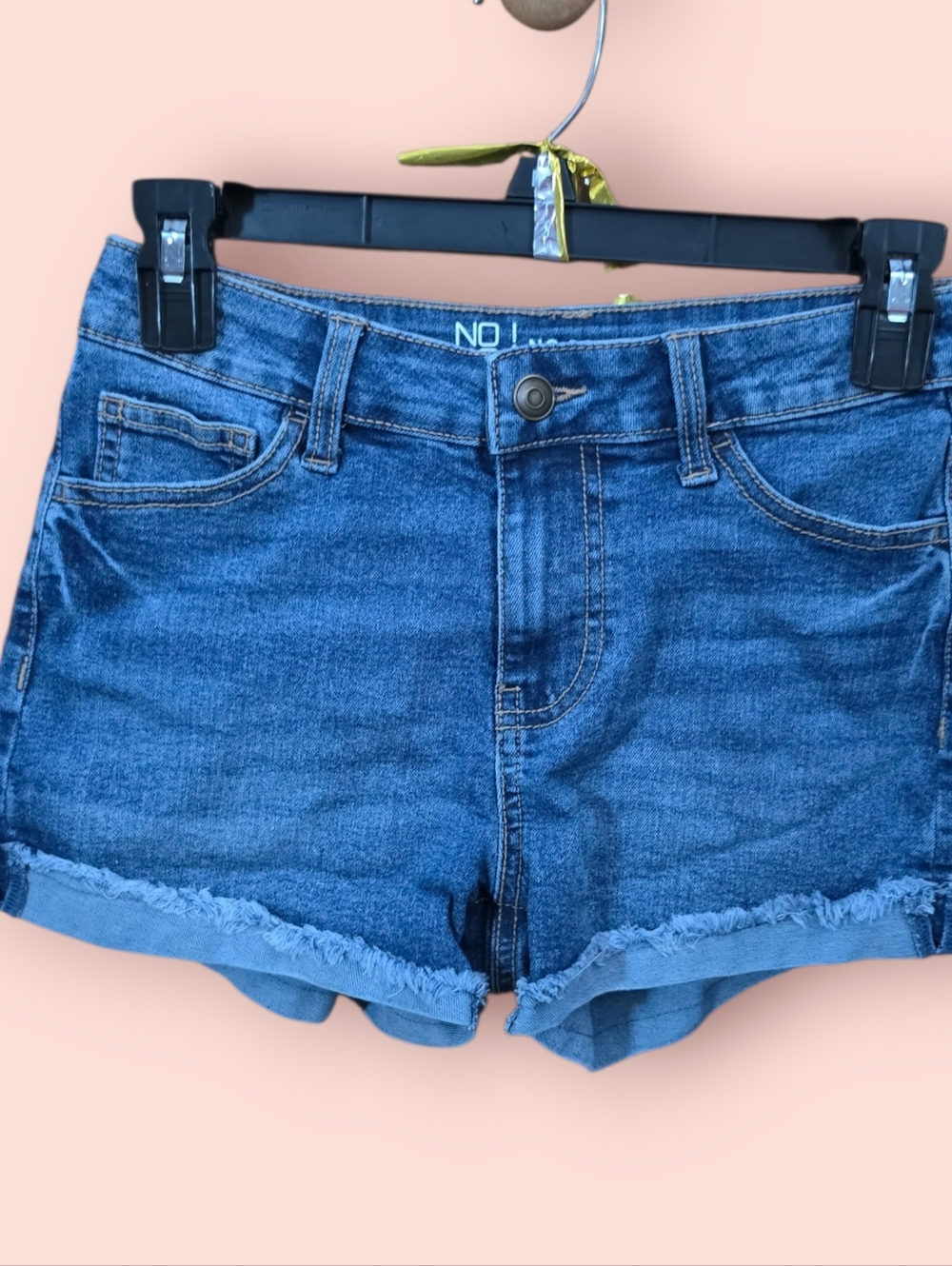 No Boundaries Blue Denim Frayed Hem Women's Jean Shorts